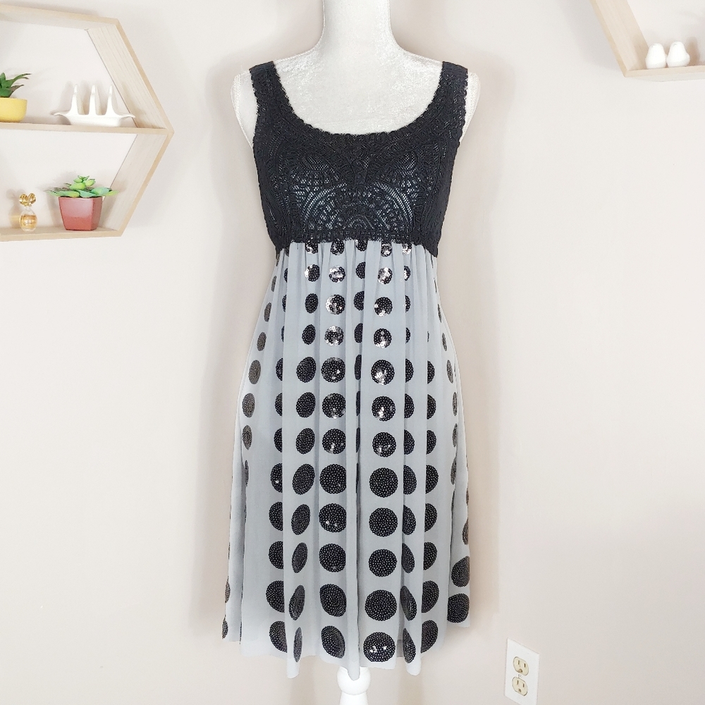 Sue Wong Embroidered Lace Sequin Cocktail Dress